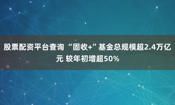 股票配资平台查询 “固收+”基金总规模超2.4万亿元 较年初增超50%